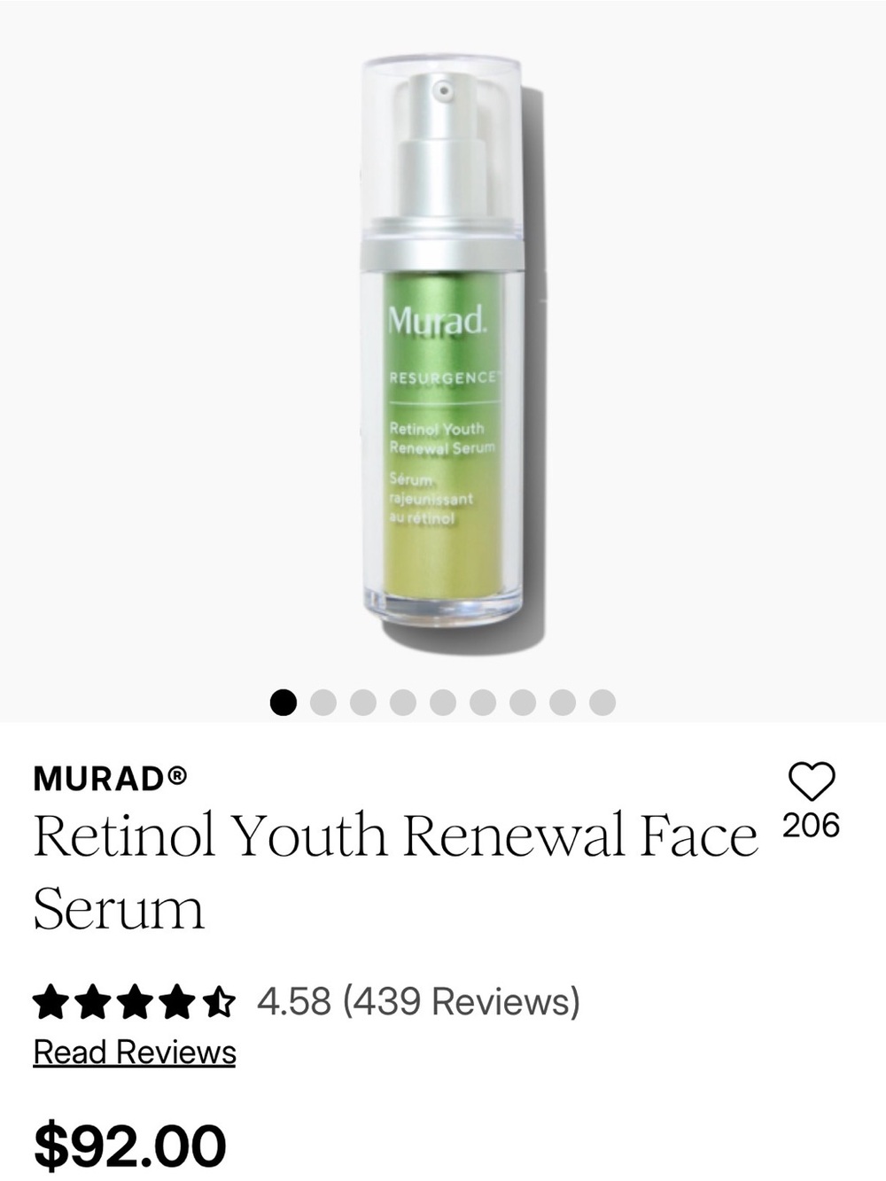 NEW Murad Retinol Youth Renewal Serum - Lime Green & White Packaging 30 mL